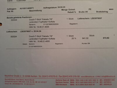 Dusch-Toilettenstuhl Kakadu Tilt