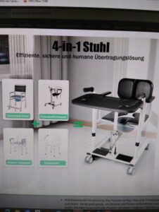 Hydraulischer Transfehrstuhl für die Pflege